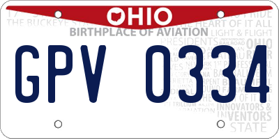 OH license plate GPV0334