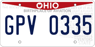 OH license plate GPV0335