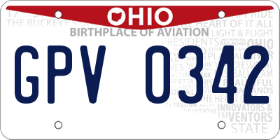 OH license plate GPV0342