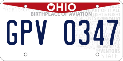 OH license plate GPV0347