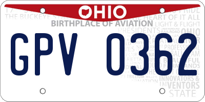 OH license plate GPV0362