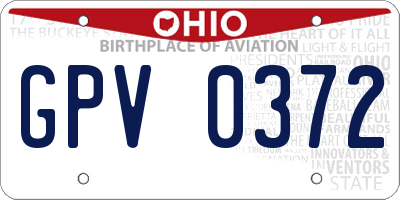 OH license plate GPV0372