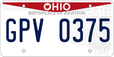 OH license plate GPV0375
