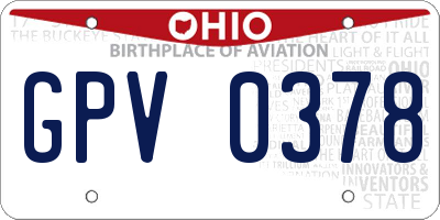 OH license plate GPV0378