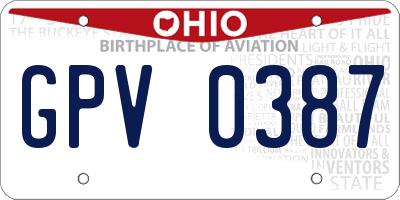 OH license plate GPV0387