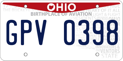 OH license plate GPV0398