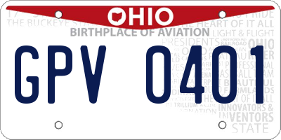 OH license plate GPV0401