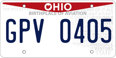 OH license plate GPV0405
