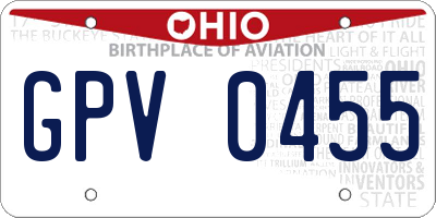 OH license plate GPV0455