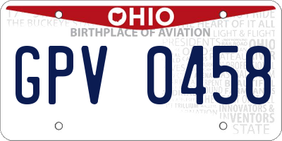OH license plate GPV0458