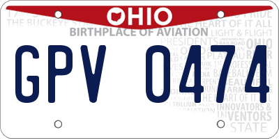 OH license plate GPV0474