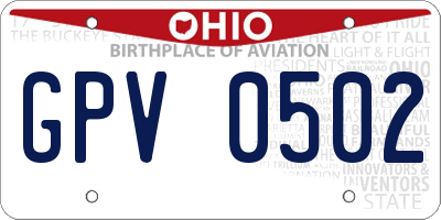 OH license plate GPV0502