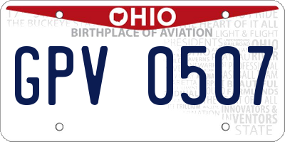 OH license plate GPV0507