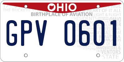 OH license plate GPV0601