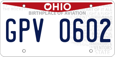 OH license plate GPV0602