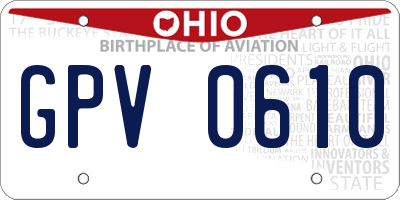 OH license plate GPV0610