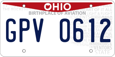 OH license plate GPV0612