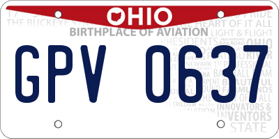 OH license plate GPV0637