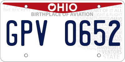 OH license plate GPV0652