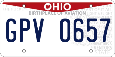OH license plate GPV0657