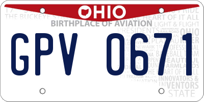 OH license plate GPV0671