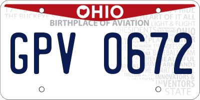 OH license plate GPV0672