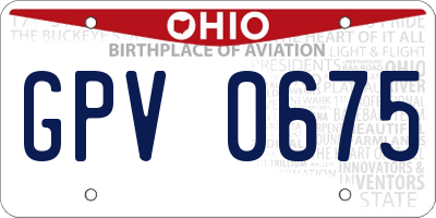 OH license plate GPV0675