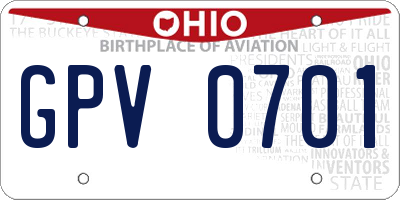 OH license plate GPV0701