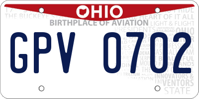 OH license plate GPV0702