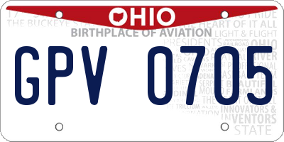 OH license plate GPV0705