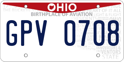 OH license plate GPV0708