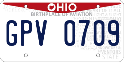 OH license plate GPV0709