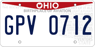 OH license plate GPV0712