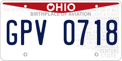OH license plate GPV0718