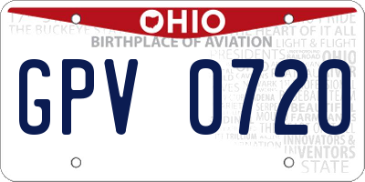OH license plate GPV0720