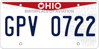 OH license plate GPV0722