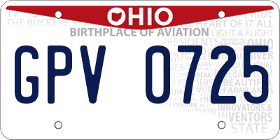 OH license plate GPV0725
