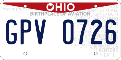 OH license plate GPV0726