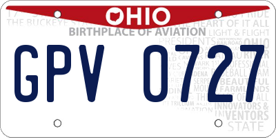 OH license plate GPV0727