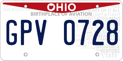 OH license plate GPV0728