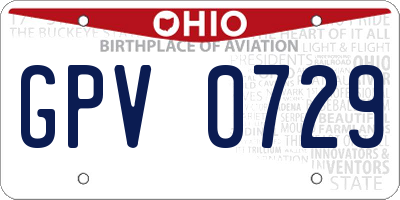 OH license plate GPV0729