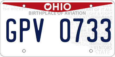 OH license plate GPV0733