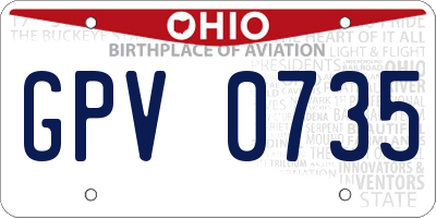 OH license plate GPV0735