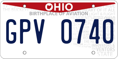 OH license plate GPV0740
