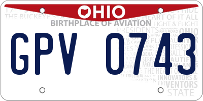 OH license plate GPV0743