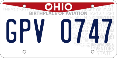 OH license plate GPV0747