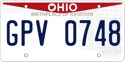 OH license plate GPV0748