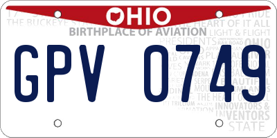OH license plate GPV0749