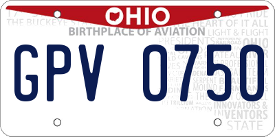 OH license plate GPV0750