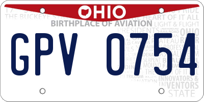 OH license plate GPV0754